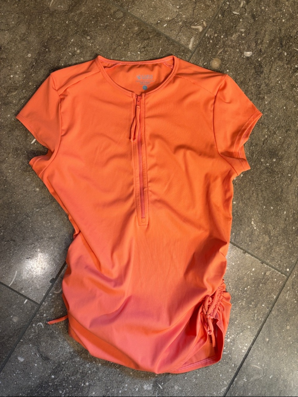 Carve Designs Orange Zip-Front Swim top, M